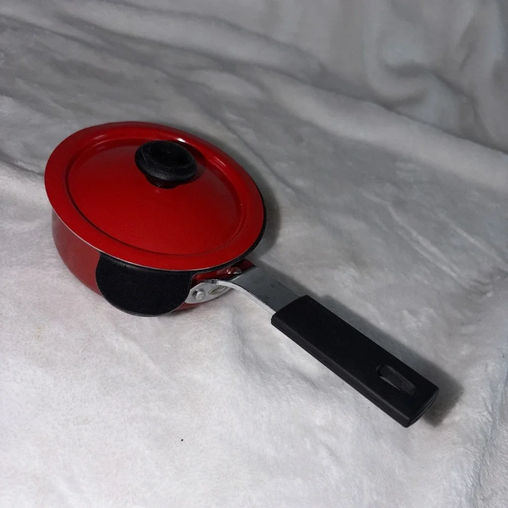 Red Mini non-stick cookware set Personal size‎ Dorm room baby food space saver
